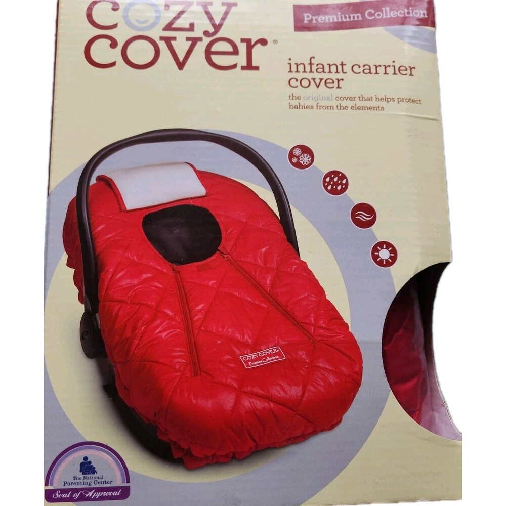 NEW-CozyBaby Premium Infant Car Seat Cover with Dual Zippers & Elastic Edge, RED